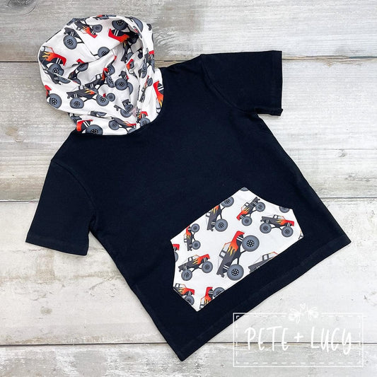 Flaming Monster Truck_Hooded Tshirt